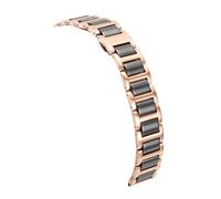 LMINGZE Solid Stainless Steel Ceramic Wristband 12mm to 22mm Universal Watch Strap Quick Release Watchband Bracelet(Rose Gold-Black,14mm)