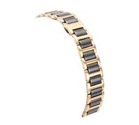 LMINGZE Solid Stainless Steel Ceramic Wristband 12mm to 22mm Universal Watch Strap Quick Release Watchband Bracelet(Gold-Black,14mm)