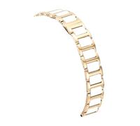 LMINGZE Solid Stainless Steel Ceramic Wristband 12mm to 22mm Universal Watch Strap Quick Release Watchband Bracelet(Gold-White,15mm)