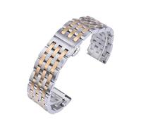 LMINGZE Solid Watch Strap Stainless Steel Watchband 12mm 14mm 22mm 24mm Metal Replacement Bracelet Universal(Silver rose Gold,22mm)