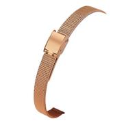 LMINGZE Stainless Steel Watch Band 6mm 8mm 10mm 12mm Universal Wristband Metal Watch Strap Rose Gold Bracelet(Rose Gold A,15mm)