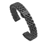 LMINGZE Stainless Steel Watch Bands 10mm 12mm 14mm Butterfly Buckle Strap Metal Replacement Wrist Bracelet(Black,12mm)