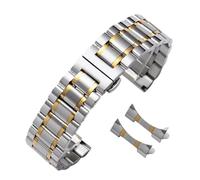 LMINGZE Stainless Steel Watch Bands 12mm 22mm 24mm Metal Watch Strap Butterfly Buckle Universal Bracelet(Silver Gold,22mm)