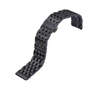 LMINGZE Stainless Steel Watch Bands 12mm To 24mm Silver Bracelet Metal Watch Strap Universal Watch Accessories(Black,16mm)