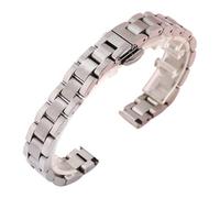 LMINGZE Stainless Steel Watch Bands Butterfly Buckle Watch Strap 10mm 20mm 22mm Metal Replacement Wrist Bracelet(Silver,14mm)