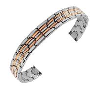 LMINGZE Stainless Steel Watch Strap 10mm 12mm 14mm Men Women Replacement Wristwatch Band Accessories(Silver Rose Gold_14mm)
