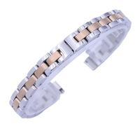 LMINGZE Stainless Steel Watch Strap 8mm 10mm Folding Buckle Universal Strap Metal Replacement Wristwatch Band Accessories(Silver Rose Gold,8mm)