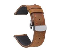 LMINGZE Vintage Leather Watch Strap 20mm 22mm 24mm Quick Release Watch Band Butterfly Buckle(Brown B_20mm)