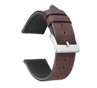 LMINGZE Vintage Leather Watch Strap 20mm 22mm 24mm Quick Release Watch Band Butterfly Buckle(Dark Brown A_21mm)