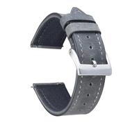 LMINGZE Vintage Leather Watch Strap 20mm 22mm 24mm Quick Release Watch Band Butterfly Buckle(Gray A_22mm)