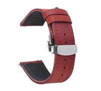 LMINGZE Vintage Leather Watch Strap 20mm 22mm 24mm Quick Release Watch Band Butterfly Buckle(Red B_20mm)