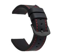 LMINGZE Vintage Leather Watch Strap 20mm 22mm 24mm Sport Watchband Stainless Steel Buckle Watch Accessories(Black Red Black_22mm)