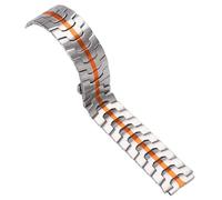 LMINGZE Watch Strap Stainless Steel Watch Bands 20mm 22mm Butterfly Buckle Watch Strap Metal Replacement Wrist Bracelet(Silver Orange,22mm)