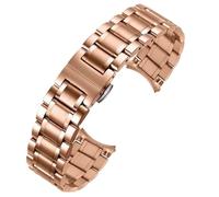 LMINGZE Watch Strap Stainless Steel Watch Bands 20mm 22mm Butterfly Buckle Watch Strap Metal Replacement Wrist Bracelet(Rose Gold,22mm)