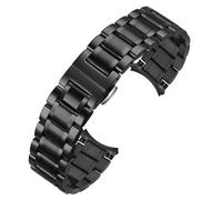 LMINGZE Watch Strap Stainless Steel Watch Bands 20mm 22mm Butterfly Buckle Watch Strap Metal Replacement Wrist Bracelet(Black,17mm)