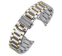 LMINGZE Watch Strap Stainless Steel Watch Bands 20mm 22mm Butterfly Buckle Watch Strap Metal Replacement Wrist Bracelet(Silver-Gold,21mm)