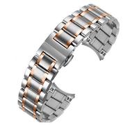 LMINGZE Watch Strap Stainless Steel Watch Bands 20mm 22mm Butterfly Buckle Watch Strap Metal Replacement Wrist Bracelet(Silver-Rose Gold,23mm)