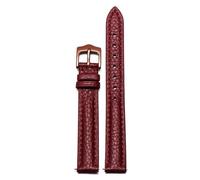 LMINGZE Women's Leather Watch Band 12mm 14mm 16mm Universal Replacement Watch Strap Rose Gold Stainless Steel Buckle(Red RG,14mm)