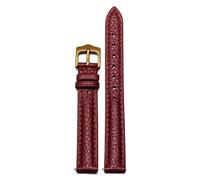LMINGZE Women's Leather Watch Band 12mm 14mm 16mm Universal Replacement Watch Strap Rose Gold Stainless Steel Buckle(Red G,12mm)