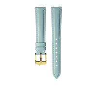 LMINGZE Women's Leather Watch Band 12mm-18mm Universal Replacement Watch Strap Rose Gold Stainless Steel Buckle(Sky blue-gold,18mm)