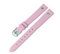 LMINGZE Women's Leather Watch Band 8mm 10mm 12mm 14mm Universal Watch Strap Silver Stainless Steel Buckle(Pink,12mm)