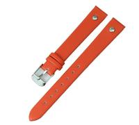 LMINGZE Women's Leather Watch Band 8mm 10mm 12mm 14mm Universal Watch Strap Silver Stainless Steel Buckle(Orange B,16mm)