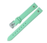 LMINGZE Women's Leather Watch Band 8mm 10mm 12mm 14mm Universal Watch Strap Silver Stainless Steel Buckle(Green B,16mm)