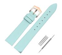 LMINGZE Women's Leather Watch Band 8mm 10mm 12mm Small Size Universal Watch Strap Rose Gold Stainless Steel Buckle(Rose Gold B,Green,12mm)