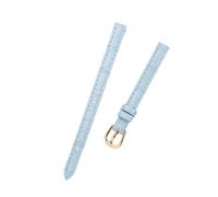 LMINGZE Women's Leather Watch Band 8mm 10mm Universal Replacement Watch Strap Rose Gold Stainless Steel Buckle(Blue G,8mm)