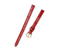 LMINGZE Women's Leather Watch Band 8mm 10mm Universal Replacement Watch Strap Rose Gold Stainless Steel Buckle(Red G,10mm)