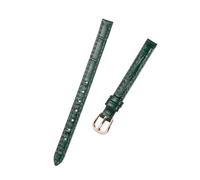 LMINGZE Women's Leather Watch Band 8mm 10mm Universal Replacement Watch Strap Rose Gold Stainless Steel Buckle(Green RG,10mm)