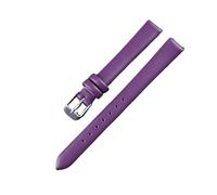 LMINGZE Women's Small Size Leather Watch Band 8mm 10mm 12mm Stainless Steel Buckle Universal Replacement Watch Strap(Purple-Silver,10mm)