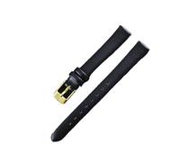 LMINGZE Women's Small Size Leather Watch Band 8mm 10mm 12mm Stainless Steel Buckle Universal Replacement Watch Strap(Black-Gold,14mm)