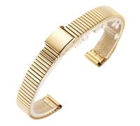 LMINGZE Women's Stainless Steel Strap 10mm 12mm 14mm Metal Replacement Watch Band Universal Adjustable Wristband(Gold,16mm)