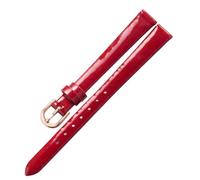 LMINGZE Women's Watch Band Universal 8mm 10mm 12mm Paint Finish Leather Watch Strap Rose Gold Stainless Steel Buckle(Red R,13mm)