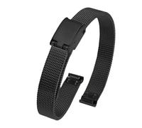 LMINGZE Women's Watch Bands 6mm 8mm 10mm 12mm Stainless Steel Bracelet Small Size Universal Metal Watch Strap(Black,16mm)