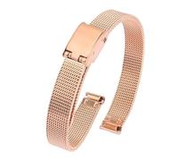 LMINGZE Women's Watch Bands 6mm 8mm 10mm 12mm Stainless Steel Bracelet Small Size Universal Metal Watch Strap(Rose gold B,12mm)
