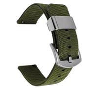 LMINGZE Woven Canvas Watch Band 20mm 22mm 24mm Quick Release Replacement Bracelet Men Women Universal Sport Strap(Army Green-Silver_24mm)