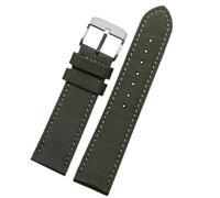 LMINGZE Woven Canvas Watch Band 20mm 22mm 24mm Quick Release Replacement Bracelet Men Women Universal Strap(A-green-silver,23mm)