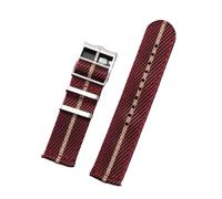 LMINGZE Woven Canvas Watch Band 20mm 22mm Quick Release Replacement Bracelet Men Women Universal Sport Strap(Red Beige,22mm)