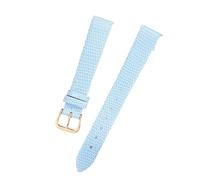 LMINGZE Young Women's Small Size Watch Straps 12mm 14mm 16mm Rose Gold Stainless Steel Buckle Universal Leather Watch Band(Blue G,12mm)