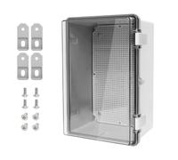 LMioEtool ABS Plastic Dustproof Waterproof IP65 Junction Box Hinged Shell Universal Electrical Project Enclosure Gray, with PC Transparent Clear Cover 11.4 x 7.5 x 5.5inch(290 x190 x140mm)