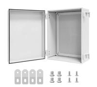 LMioEtool Electrical Box, IP65 Waterproof Dustproof ABS Plastic Enclosure, Outdoor and Indoor Project Box Hinged Cover with Mounting Plate Wall Brackets, Outer Dimension 15.7"x 11.8" x 7.1", Grey
