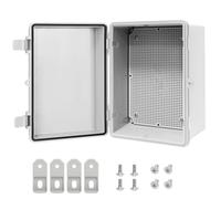 LMioEtool Junction Box ABS Plastic IP65 Waterproof Dustproof Universal Electrical Enclosure, Hinged Shell Outdoor and Indoor Usage Project Box11.4"x 7.5" x 5.5"(290 x 190 x 140mm), Grey