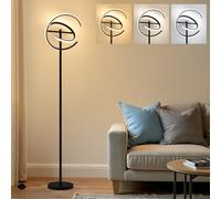 LMiSQ Floor Lamps for Living Room,168cm Modern Dual Ring LED Floor Lamp 36W Stepless Dimmable, 350° Rotatable Standing Lamp with Remote & Foot Control for Living Room, Bedroom, Office