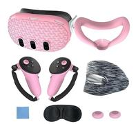 LMIX 7pcs Silicone Cover Set Compatible with Meta Quest 3, Controller Grips Protectors, VR Headset Front Cover, Face Cover, Lens Protector, Button Rocker Caps, Eye Mask,Gift