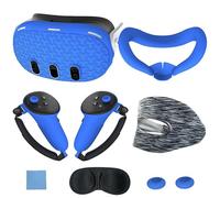 LMIX 7pcs Silicone Cover Set Compatible with Meta Quest 3, Controller Grips Protectors, VR Headset Front Cover, Face Cover, Lens Protector, Button Rocker Caps, Eye Mask,Gift