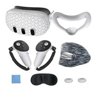 LMIX 7pcs Silicone Cover Set Compatible with Meta Quest 3, Controller Grips Protectors, VR Headset Front Cover, Face Cover, Lens Protector, Button Rocker Caps, Eye Mask,Gift