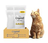 LMJP Crystal Cat Litter with Powerful Odor Control, Non-Clumping, Lasts Up to 4 Months, 17.2lb, Rapid Water Absorption, Unscented & Low Tracking Lightweight White Silica, 4 Pack of 4.3lb