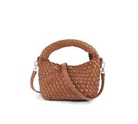 LMKIDS Women Woven Tote Small Crossbody Bag, Weave Quilted Purse Square Shoulder Bag Woven Handbag with Detachable Strap, Brown